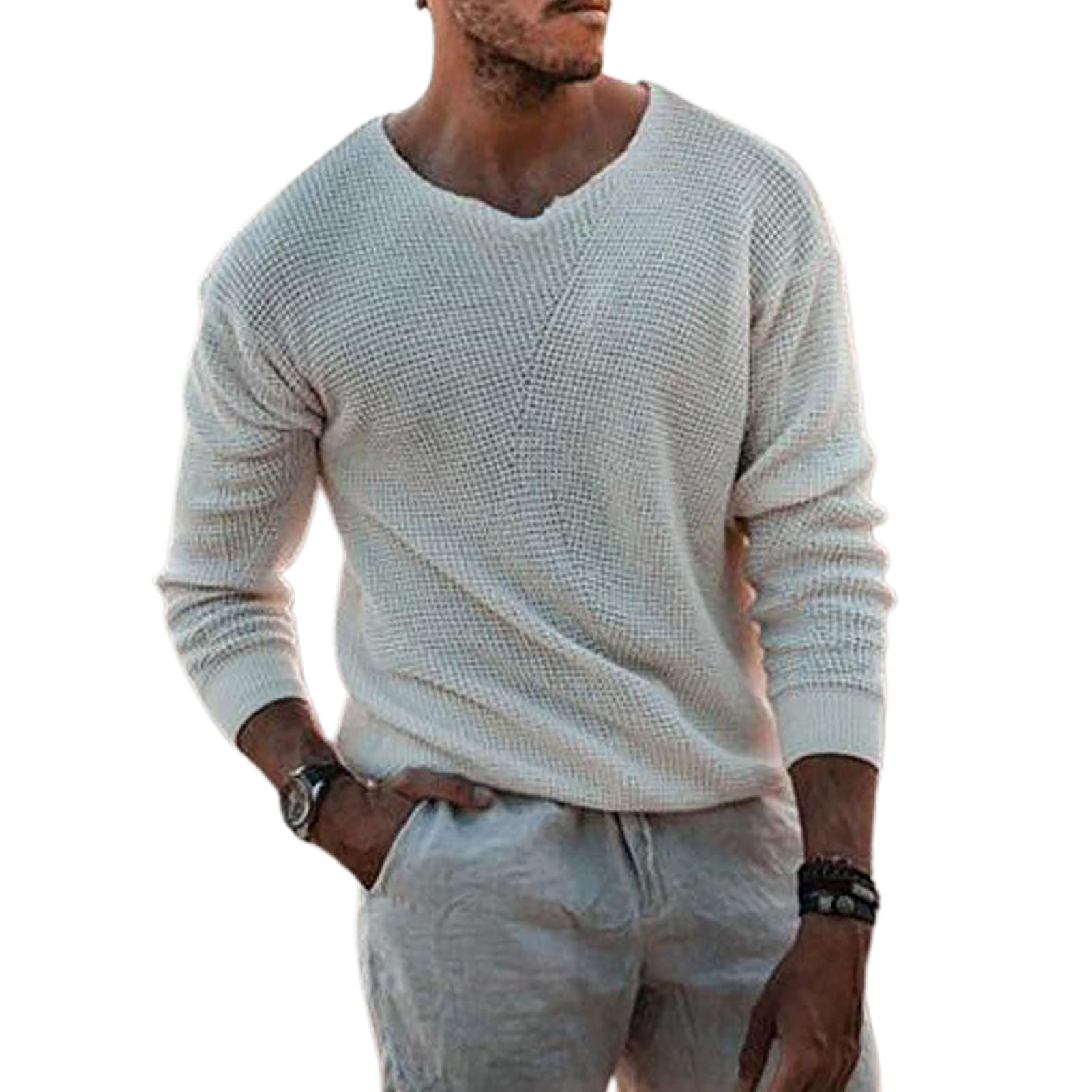 WAWAYA Mens Round Neck Slim Printed Knitted Casual Pullover Sweater Jumper Top WAWAYA Mens Round Neck Slim Printed Knitted Casual Pullover Sweater Jumper Top